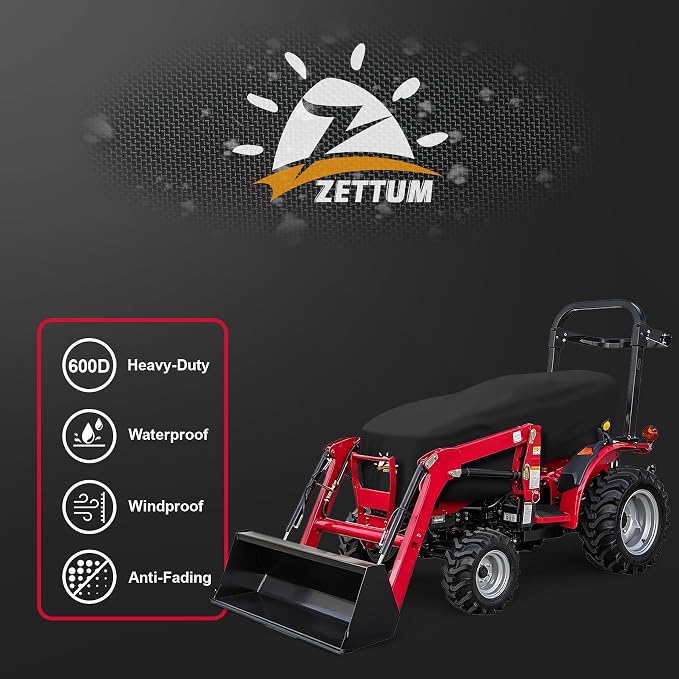 Zettum Tractor Cover - 600D Compact Tractor Cover, Waterproof Tractor Operator Area Covers, Protects Seat & Controls from Rain and Sun, Compatible with John Deere, Kubota, Mahindra and More