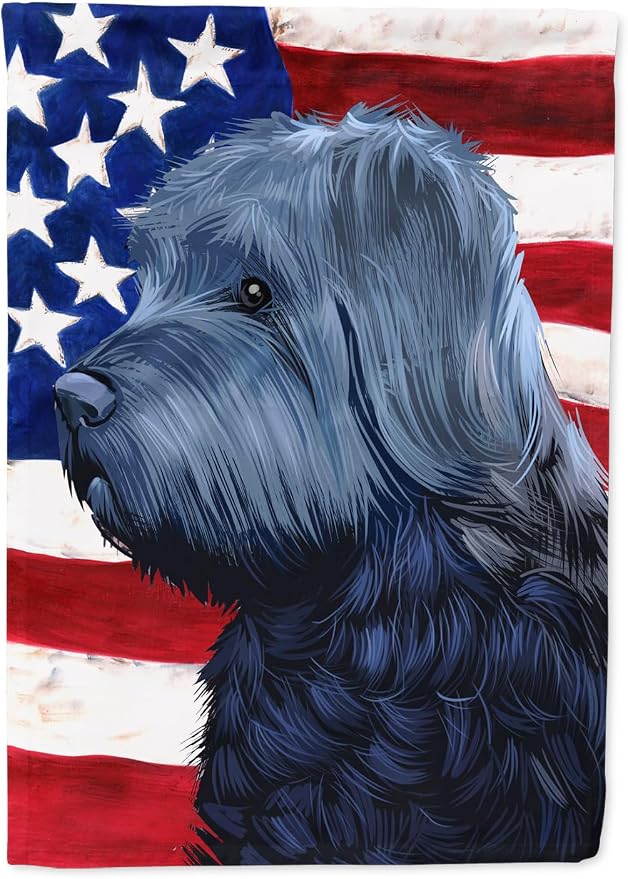 Caroline's Treasures CK6453GF Bouvier des Flandres American Flag Garden Flag Mailbox Flag Decorative Yard Flag Banner Outside Patio Artwork Yard Flower Beds, Garden Size, Multicolor