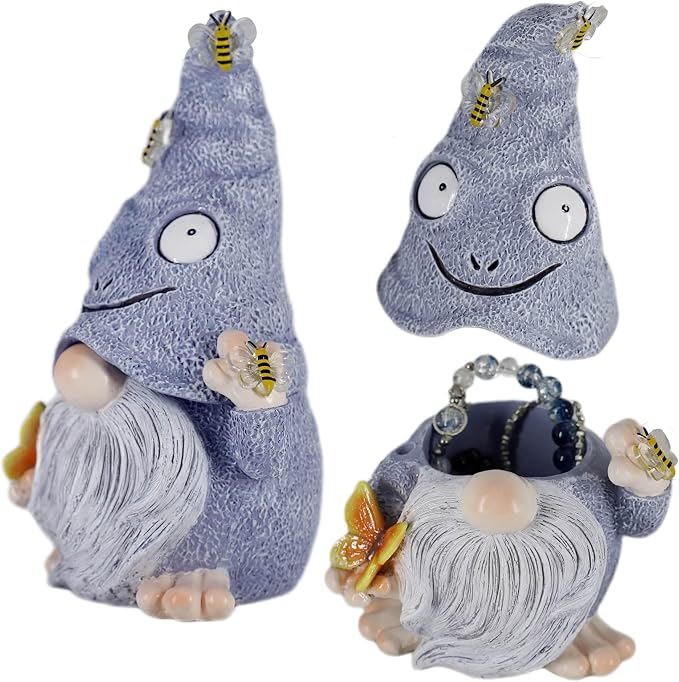 Hide A Key Outside Gnome Figurine Key Hiders Outdoor Garden Gnomes Statues Decorations for Yard Hidden Spare Key Holder Lock Box Grey