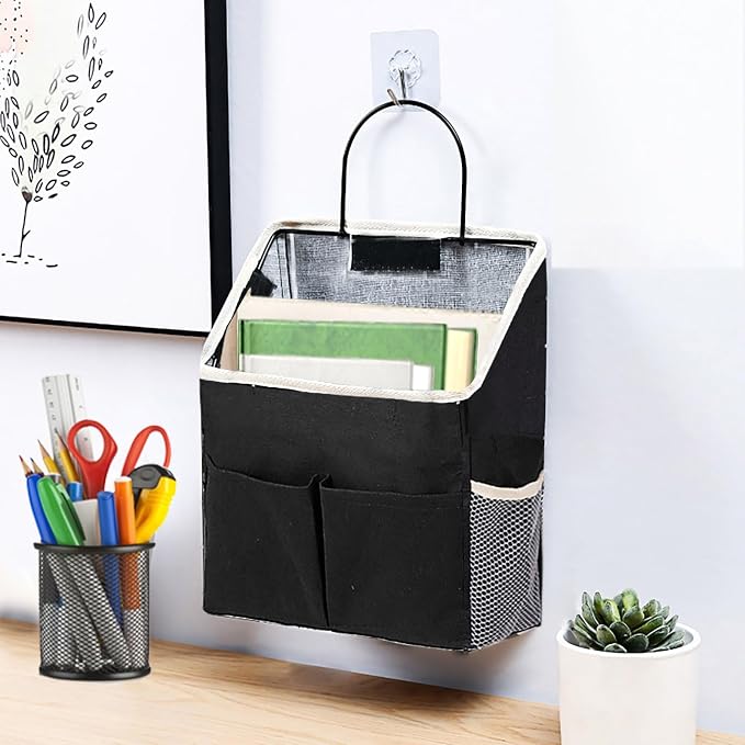 2pcs Wall Hanging Storage Bag,Wall Hanging Organizer Bags with Pockets, Wall Organizer Storage for Dormitory Bathroom Bedroom Kitchen(Navy Blue)