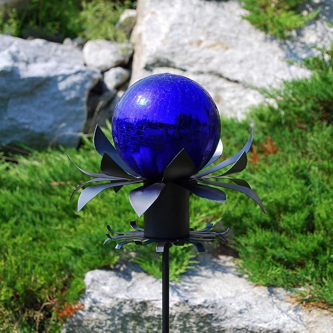 Achla Designs 6-Inch Crackle Gazing Globe Ball, Blue