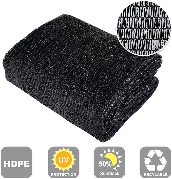 Agfabric 12 X 20ft 50% Shade Cloth Sun Shade Fabric Sunblock Shade Cloth Cover with Clips for Plants, Black
