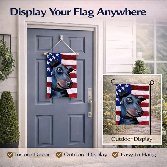 Caroline's Treasures CK6613GF Manchester Terrier American Flag Garden Flag Mailbox Flag Decorative Yard Flag Banner Outside Patio Artwork Yard Flower Beds, Garden Size, Multicolor