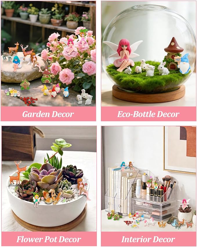 112PCS Fairy Garden Accessories Kit with 2 Gift Bags – Complete Miniature Fairy House & Accessories for DIY Indoor & Outdoor Terrarium, Planter & Garden Decor Gift