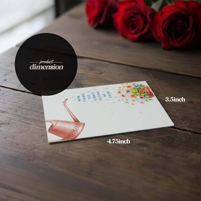 Mom Greeting Cards – 5 Sets of Gift Cards with White Envelope Each, Embedded with Wildflower Seeds, Plantable and Writable Greeting Cards for Mom's Day, Appreciation to Her, Mother's Birthday Gift