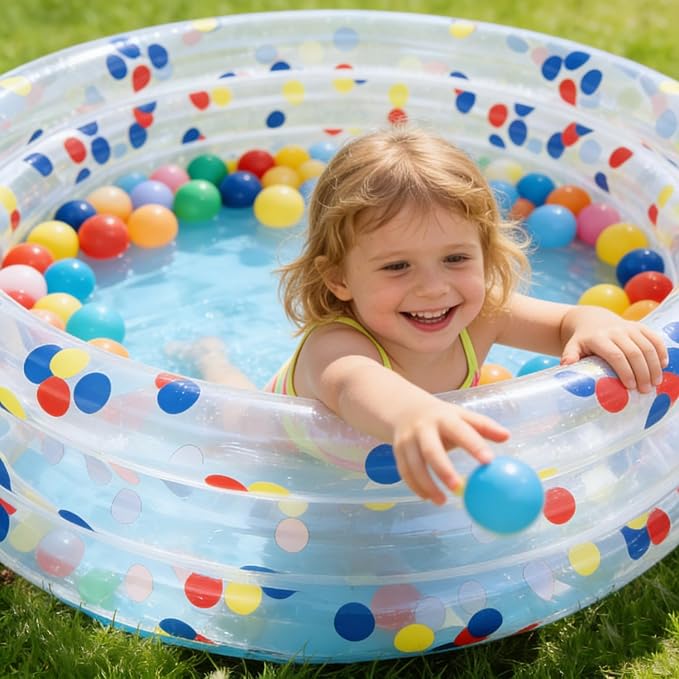Kids Inflatable Swimming Pool, 39" Splash Pool for Children Ages 3+, Outdoor Water Play Pool with Drain Plug for Summer Fun