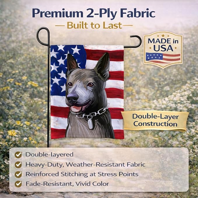 Caroline's Treasures CK6733GF Taiwan Dog American Flag Garden Flag Mailbox Flag Decorative Yard Flag Banner Outside Patio Artwork Yard Flower Beds, Garden Size, Multicolor