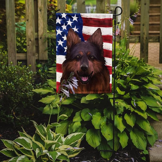 Caroline's Treasures CK6445GF Bohemian Shepherd American Flag Garden Flag Mailbox Flag Decorative Yard Flag Banner Outside Patio Artwork Yard Flower Beds, Garden Size, Multicolor