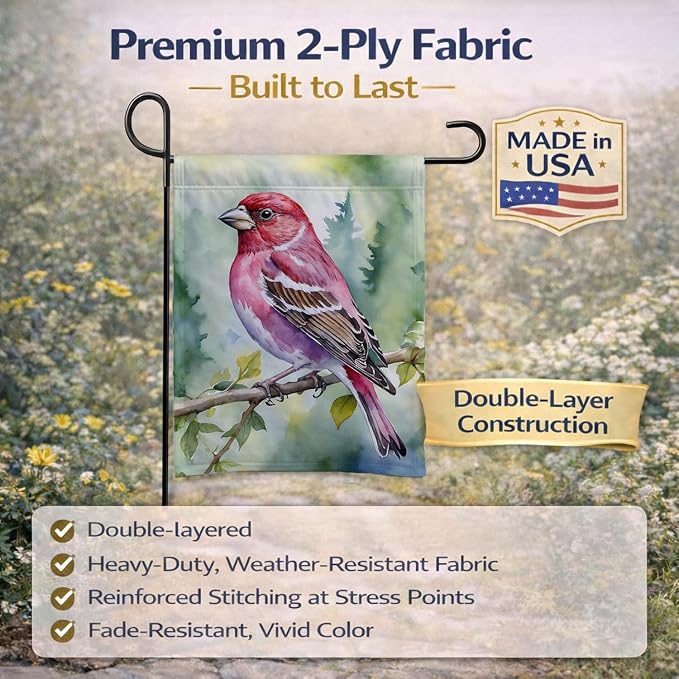 Caroline's Treasures New Hampshire Purple Finch Garden Flag Mailbox Flag Decorative Yard Flag Banner Outside Patio Artwork Yard Flower Beds, Garden Size, Multicolor