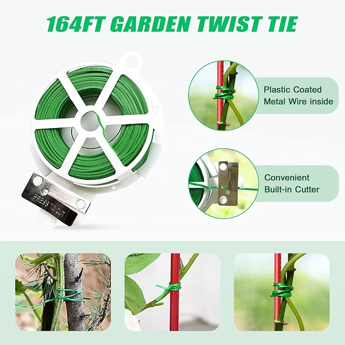 DoCred Cucumber Trellis, 2 Pack Foldable A Frame Trellis for Raised Bed Climbing Plants, Vegetables, Includes Plant Support Clips, Twist Ties, Plastic Ties- Made from PVC-Coated Steel