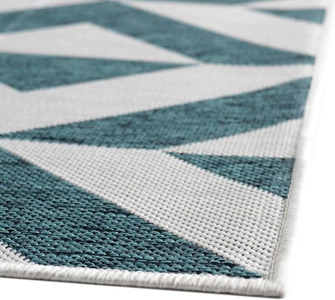 Unique Loom Outdoor Collection Area Rug - Napa (2' 2' x 3' 1' Rectangle, Teal/ Ivory)