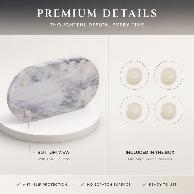Calcatta Pink Marble Vanity Tray for Bathroom Counter, 10"x5" Decorative Tray for Perfume, Candles, Stone Jewelry Dish Tray