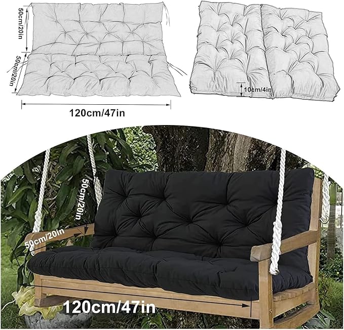 Swing Cushion Replacement Outdoor Porch Waterproof Bench Cushion 2-3 Seater Washable Bench Replacement Cushions for Outdoor Patio Porch Swing Cushions