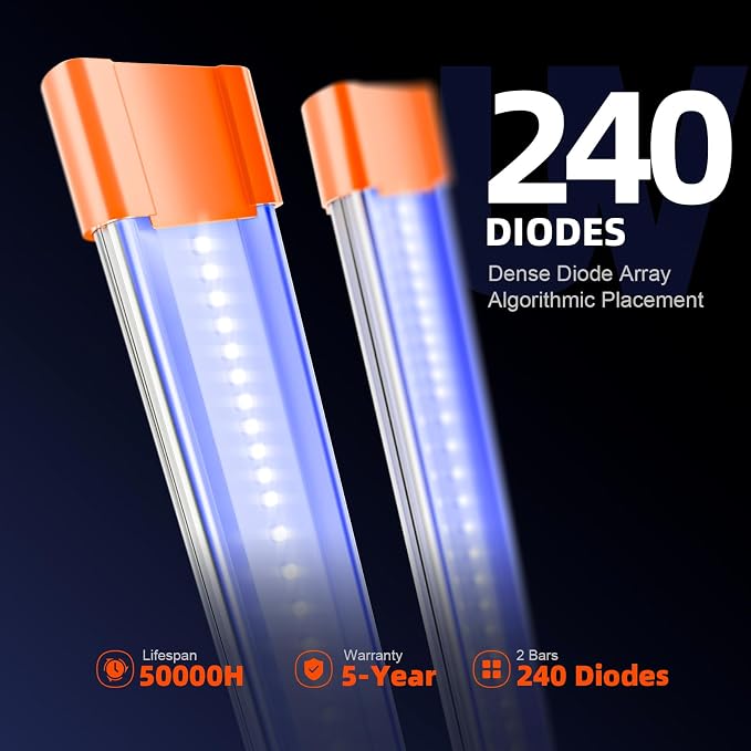 Spider Farmer SUPP-UV60 & IR30 LED Grow Light Bars Set 35.4" Long, 365-370nm UV & 730-745nm IR Supplemental Light for Indoor Plants, Grow Tents