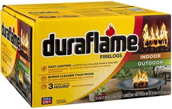 Duraflame 4.5 Pound 3 Hour Long Burn Time Indoor Outdoor Quick Light Fire Log for Camping, Firepits, Bonfires, and Fireplaces (18 Pack)