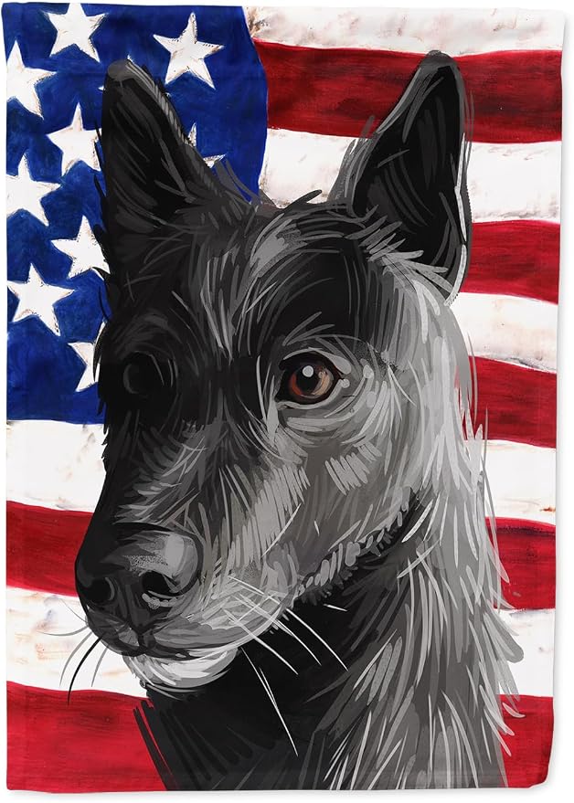 Caroline's Treasures CK6701CHF Seskar Seal Dog American Flag House Flag Large Porch Sleeve Pole Decorative Outside Yard Banner Artwork Wall Hanging, Polyester, House Size, Multicolor