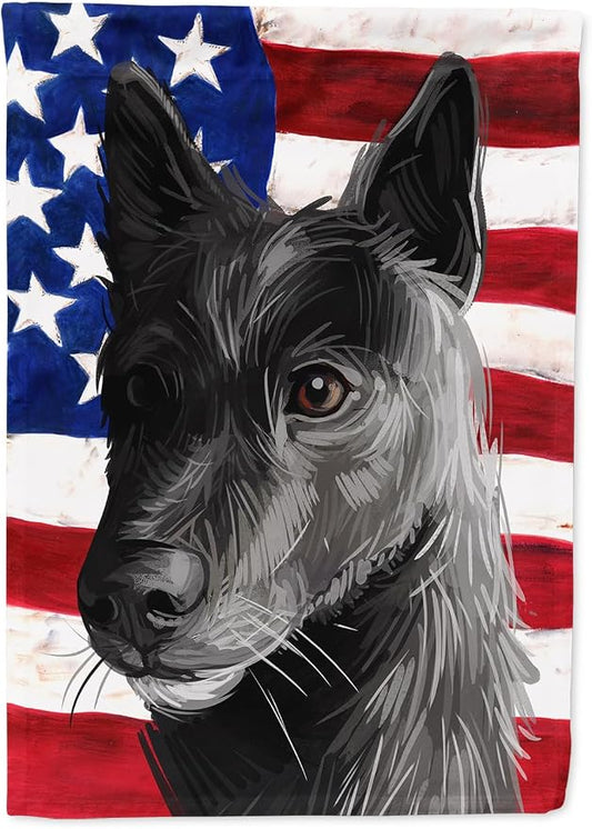 Caroline's Treasures CK6701CHF Seskar Seal Dog American Flag House Flag Large Porch Sleeve Pole Decorative Outside Yard Banner Artwork Wall Hanging, Polyester, House Size, Multicolor
