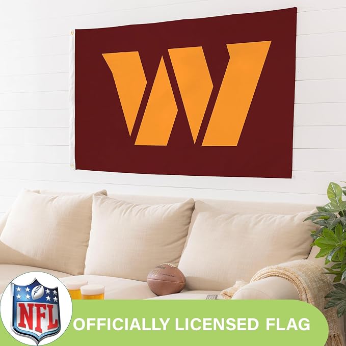 NFL Washington Commanders 3 x 5 Outdoor Durable House Flag with Grommets | Sport Team Flag & Banner | Indoor Wall Decor Flag for Room | Works with Flag Poles for Outside House