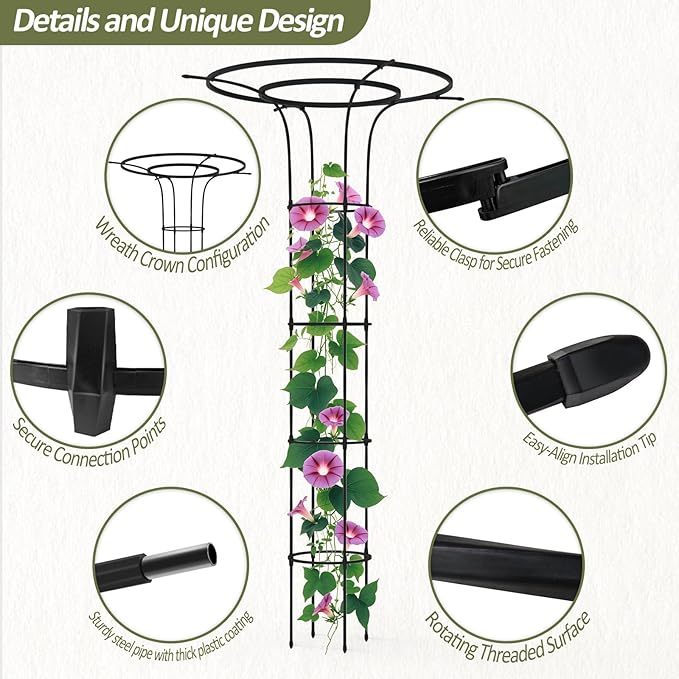 Trellis for Climbing Plants Outdoor - 69"(H), Expandable and Rust-Proof Metal Plant Support, Mushroom Top Trellis for Climbing Plants,Garden Trellis for Potted Roses, Vines, Jasmine(2Pack)