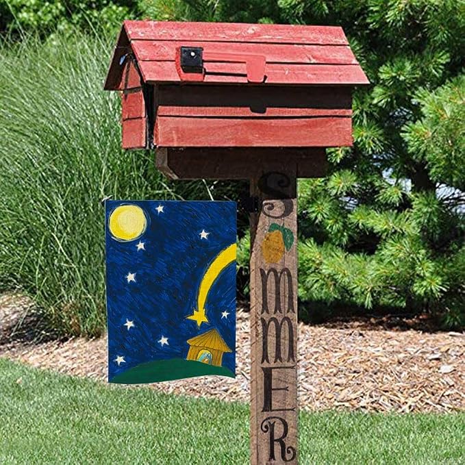 EMMTEEY Christmas Garden Flags for Outside Oil Painting Holy Night Christmas Burlap Garden Flags 12.5X18 Small Christmas Flag Double Sided Winter Garden Flag House Flags for Christmas Decoration