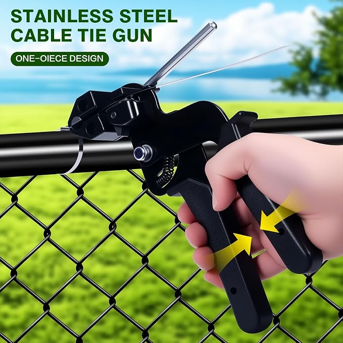 Stainless Steel Cable Tie Gun Kit, 100pcs 11.8inch Heavy Duty Metal Zip Ties, Self-Locking UV & Corrosion Resistant Stainless Steel Zip Ties, for Fence, Exhaust Pipe, Chicken Coop, Farm Use