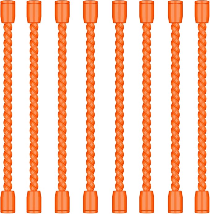 8PCS 4-Inch Silicone Cable Ties, Bendable Rubber Twist Ties, Reusable Twist Ties for Cords, gear ties for Organizing, Bundling (Orange)