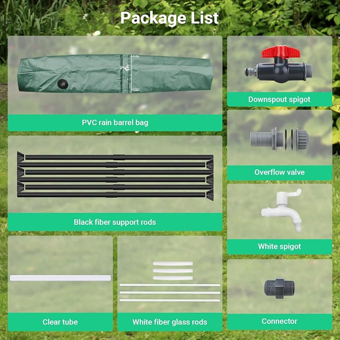 FAMIROSA 100 Gallon / 378L Collapsible Rain Barrel, Foldable PVC Rain Barrels to Collect Rainwater from Gutter, Portable Water Storage Tank Container with Spigot, Water Catcher Collector Green