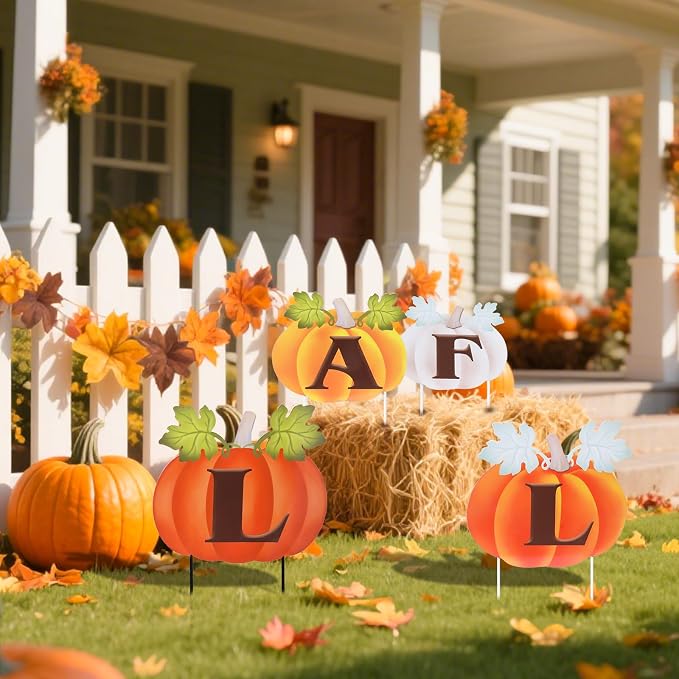Fall Yard Decor Outdoor Autumn Harvest Pumpkins Stakes Pumpkin Patch Sign with Stakes Fall Thanksgiving Decoration for Home Outside Lawn Garden Holiday Decor