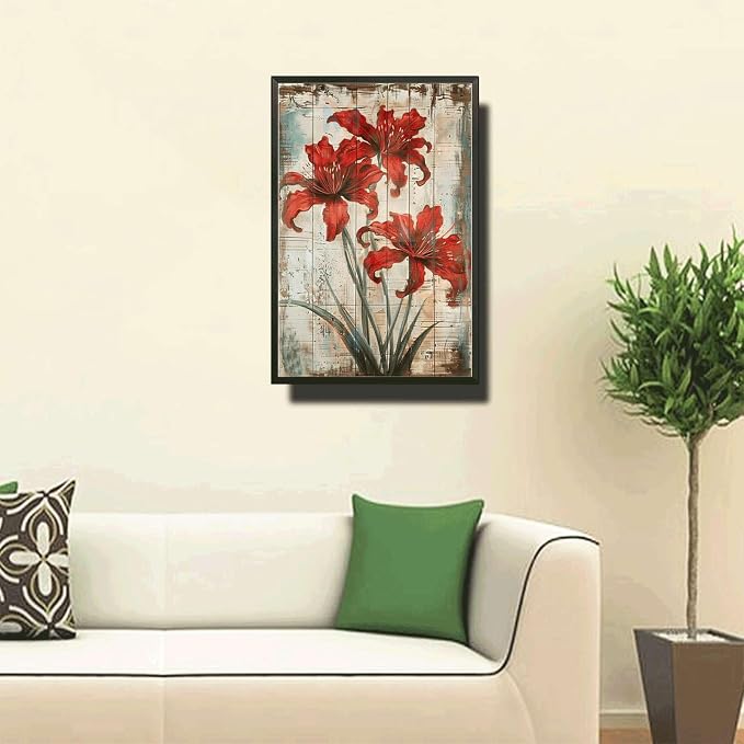 Metal Sign Tin Sign Vintage Wall Art Striking Lycoris Tin Sign for Rustic Wall Art Vintage Charm and Distressed Wood Surfaces Garden Tin Sign for Bar 6×8 Inches with Metal Frame