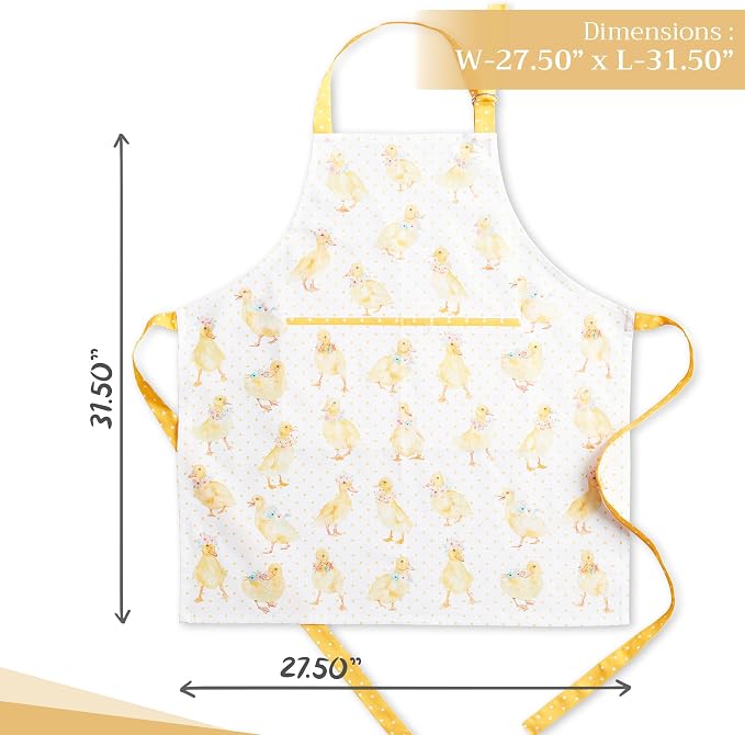 Maison d' Hermine Aprons for women with Pocket 100% Cotton (27.50"x31.50") | Adjustable Neck Strap & long ties Apron Men Chef Wedding Cooking Gardening Server Maid