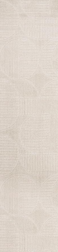 JONATHAN Y Nordby High-Low Arch Striped Ivory/Cream Indoor/Outdoor Runner Rug, 2x10, Pet Friendly, Non-Shedding, Stain Resistant, Easy-Cleaning for Backyard (SCN104B-210)