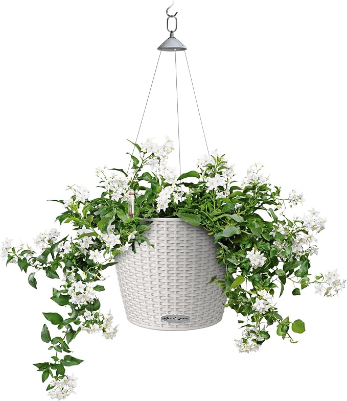 Lechuza Nido Cottage 28 Light Grey, Self-Watering Hanging Planter, D10.6 H9.1 in
