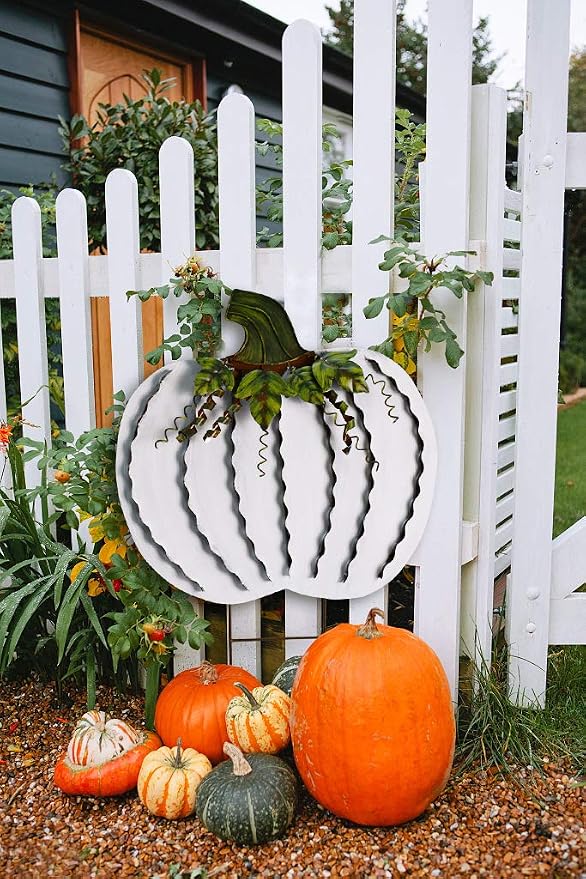 26"H Metal Pumpkin Yard Stake Outdoor Fall Decor Rustic Pumpkin Garden Stake Autumn Yard Sign Pumpkin Lawn Ornaments for Porch Garden Home Patio Harvest Thanksgiving Halloween Decorations