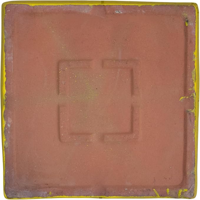 11.5 Inch Plant Saucer (Ceramic) - Square Yellow Flower Pot Tray - Handcrafted, Durable Planter Base