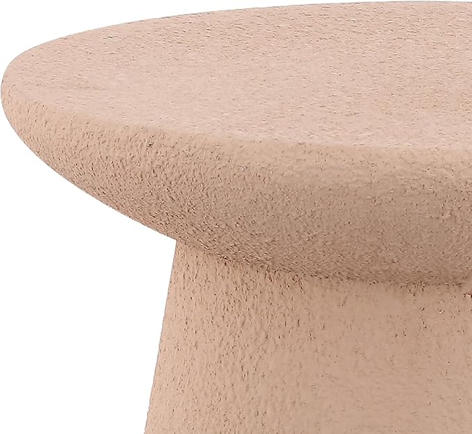 JONATHAN Y Hollie Polyresin Outdoor Side Table and Stool, 18" All-Weather Textured Round Pedestal Accent Table for Patio, Garden, Modern Minimalist, Pink Frosted TBL1108B