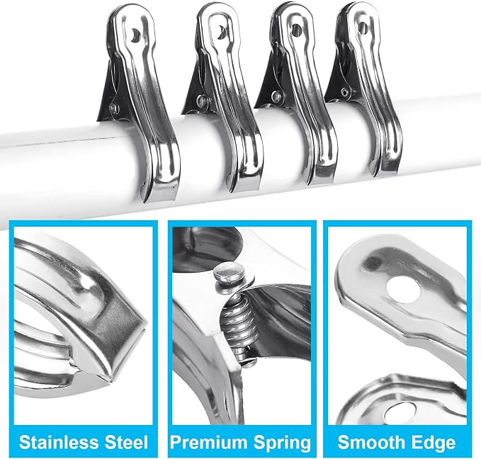 200PCS Greenhouse Clamps for Plants, Stainless Steel Clips for Netting, Strong Grip to Hold Down Shade Cloth or Plant Cover on Garden or Greenhouse Hoops 2 Inch
