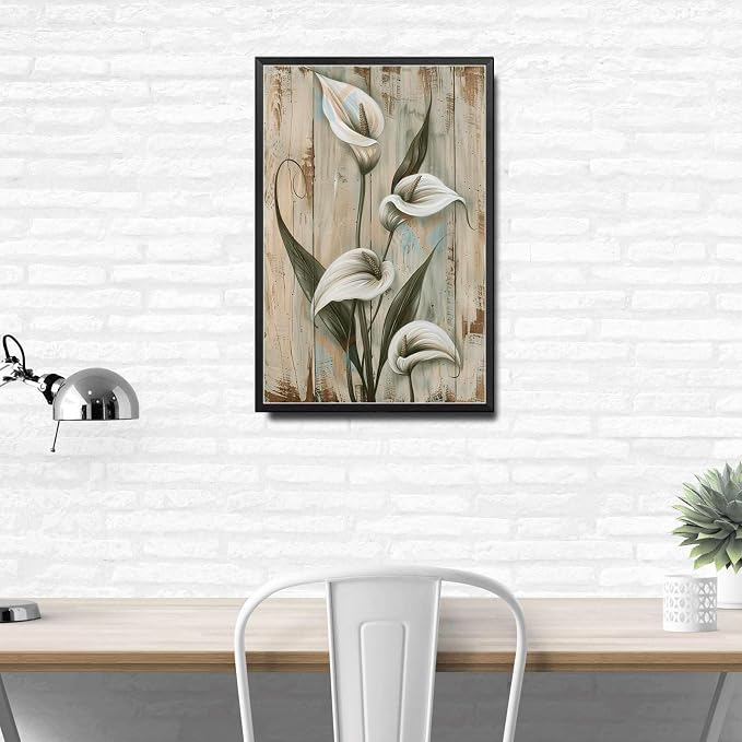 Metal Sign Tin Sign Vintage Wall Art Peace Lily Vintage Tin Sign for Rustic Wall Art Shabby Chic Elegance and Corrosion Resistant Alum Home Decor for Home Decor 8×12 Inches with Metal Frame