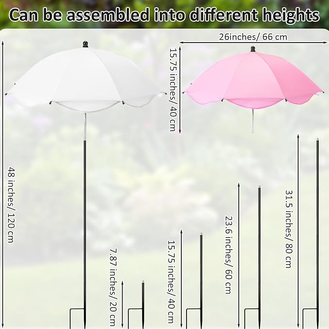 12 Pcs 26 Inch Plant Umbrellas for Outdoor Plants Garden Umbrella Shade for Potted Plant, Garden Bed Flower Pot Provide Shade to ‌defend Blazing Sun (12 Colors)