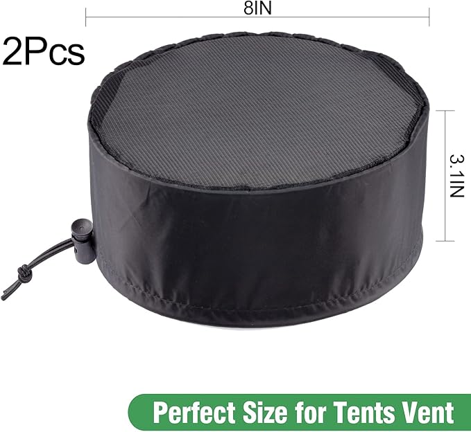 Biggun 2 Pcs Grow Tents Vent Cover, Easy to Install | 8" Dustproof Duct Filter Vent Covers with Elastic Band and Fixed Buckle, for Plant Grow Tent Accessories