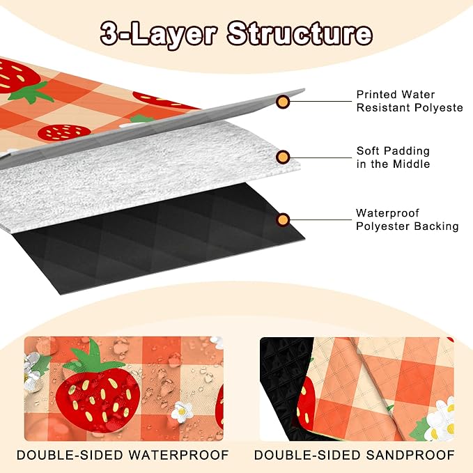 Extra Large Picnic Blanket Waterproof,80"x 80"Foldable Machine Washable Beach Blanket,Outdoor Blanket for 6-8 Adults,Suitable for Indoor Crawling,Park Beach,Camping,Hiking,Family Travel(Orange)