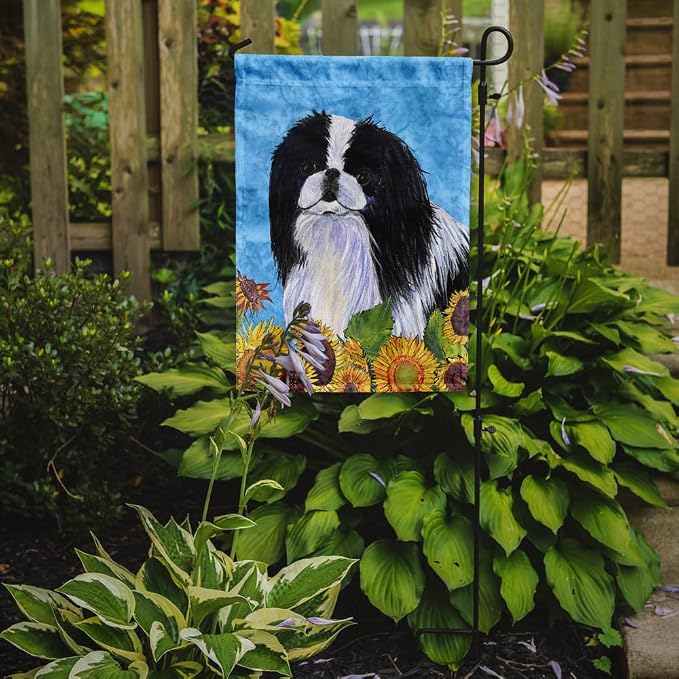 Caroline's Treasures SS4236GF Japanese Chin in Summer Flowers Garden Flag Mailbox Flag Decorative Yard Flag Banner Outside Patio Artwork Yard Flower Beds, Garden Size, Multicolor