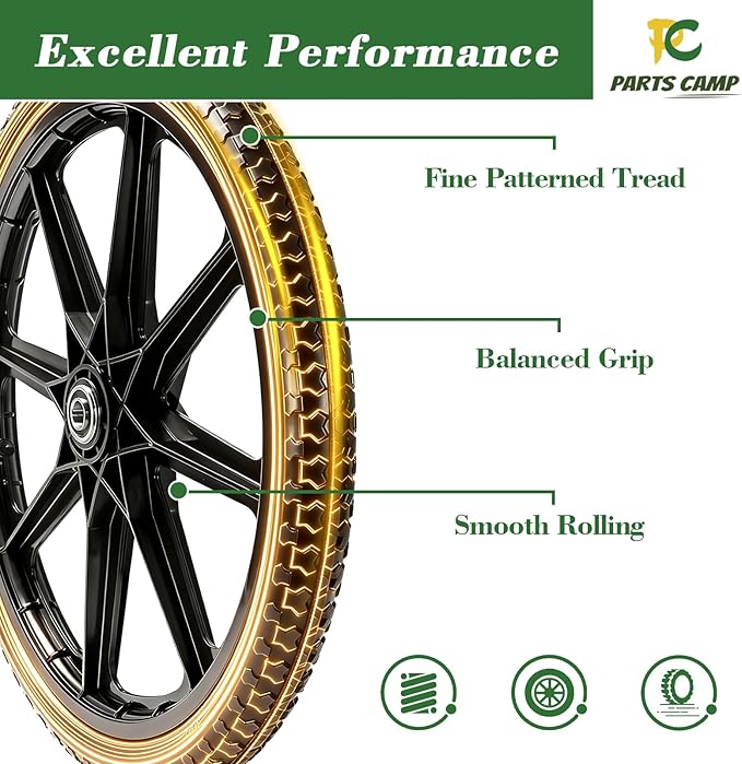 Parts Camp 20" Flat Free Tire Cart Wheels Replacement Rubbermaid Wheelbarrow Wheels Garden Cart Replacement Wheel With 5/8" 3/4" Bearing For Utility Carts/Lawn Cart/Wheelbarrow 2PACK