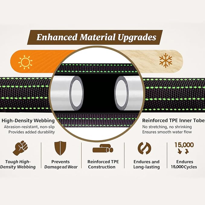 10FT Lightweight Garden Hose,Flexible Water Hose,Kink-Free,Leak-Proof,All-Weather 3/4 in. Lead-in Hose for RV,Boat,Car Wash,Garden,Yard,Camper,Outdoor (Green-Black, 10 Feet)
