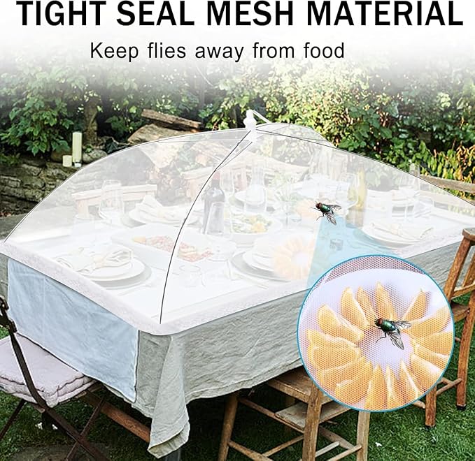 JULBEAR 2 Pcs 40x24inches Extra Large Mesh Food Cover Tent Umbrella Food Screen Covers for Outside Pop-up Mesh Collapsible Food Nets for Parties Picnics Outdoor BBQs Collapsible