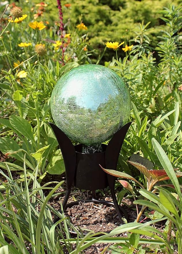 Achla Designs G6-LG-C, Light Green 6-Inch Crackle Gazing Globe Ball, 6