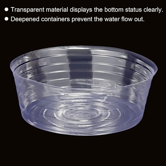 MECCANIXITY Plant Pot Saucer 14 Inch Plastic Round Flower Drip Tray for Indoor Outdoor, Clear Pack of 20