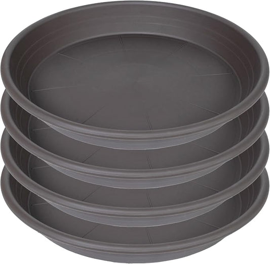 4 Pack of 16 inch Plant Saucer, Large Plant Tray, Heavy Sturdy Plant Drainage Tray for Indoors, Bird Bath Bowls, Sturdy 18 inch Plastic Pot Tray for Planter (Brown)