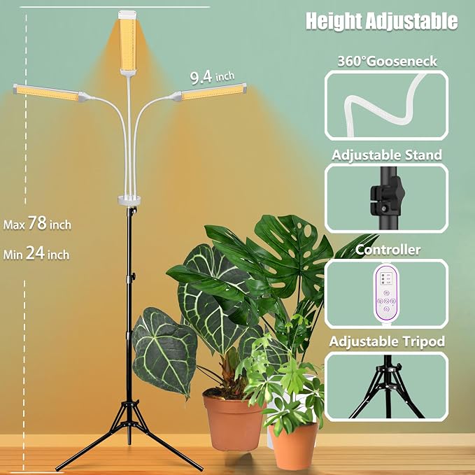 LED Grow Lights for Indoor Plants Full Spectrum, LED Plant Light with Stand (270 LEDs Stand)
