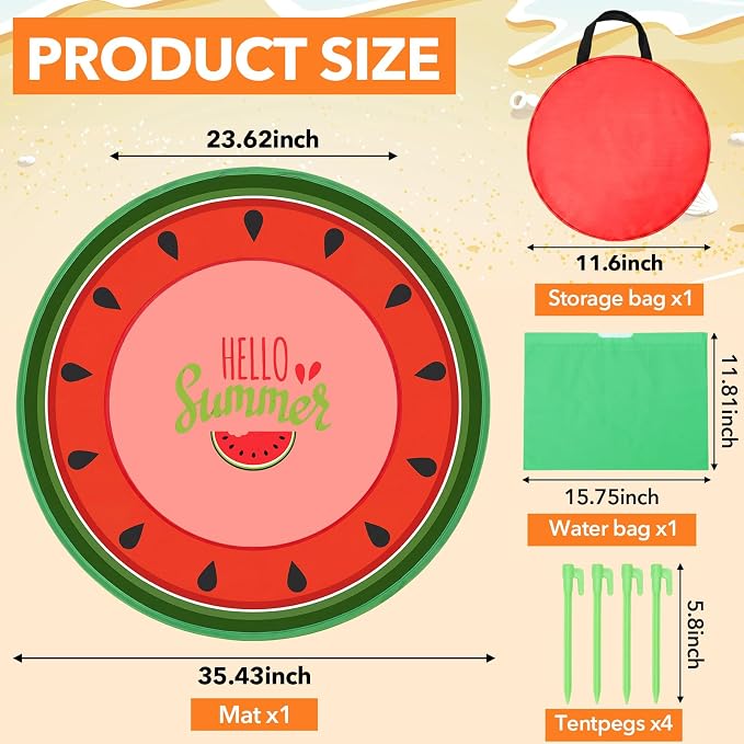 Hungdao Pop up Baby Beach Pool Portable Beach Pool for Toddler Cute Toddler Paddling Pit with Water Bag and Storage Bag for Infant Kids Boy Girl Outdoor Summer Camping Travel Vacation(Watermelon)