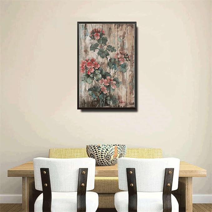 Metal Sign Tin Sign Vintage Wall Art Shabby Chic Pelargonium Tin Sign for Rustic Plant Lovers Vintage Aesthetics and Easy Installation Bar Sign for Pub 12×16 Inches with Metal Frame